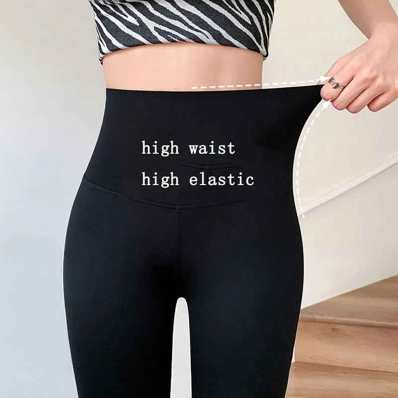 Color: Gold, Size: XL - Women Flare Pants Slim High Waist Solid Sexy Shark Flare Pants Fashion Casual Streetwear Elastic Butt Lift Skinny Leggings