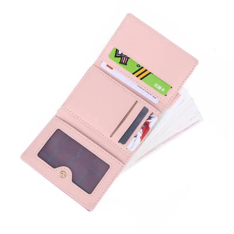 Color: black - Women'sWallets Fashion Rainbow Credit Card Holder Purses with Coin Pocket for Women Portable Short PU Leather Cute Wallet