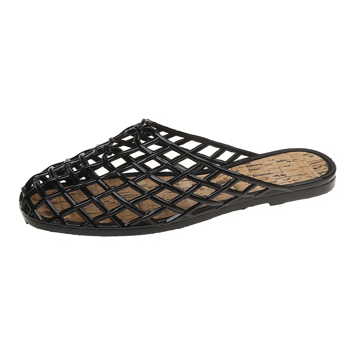 Color: black, Shoe Size: 40 - Women's Shoes 2025 Summer New Mesh Woven Hollowed-out Breathable Head Slippers for Women's Toe Wedge Sandals Zapatos De Mujer
