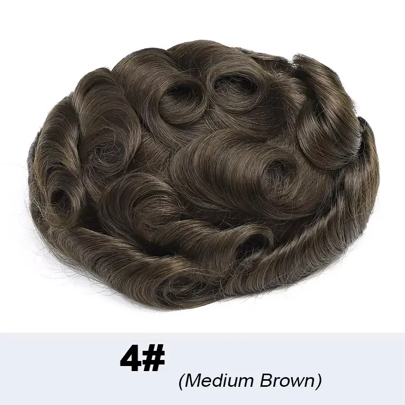 Toupee Color: 4#, Toupee Density: 110%, Length: 6 inches, Toupee Size: 8x10 - 0.03 Ultra Thin Skin Toupee Undetectable Men's Capillary Prosthesis Realistic Wig Man Human Hair Microskin Hair System For Men