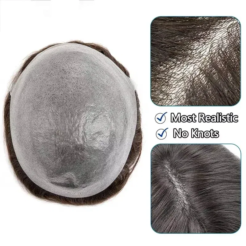 0.03 Ultra Thin Skin Toupee Undetectable Men's Capillary Prosthesis Realistic Wig Man Human Hair Microskin Hair System For Men