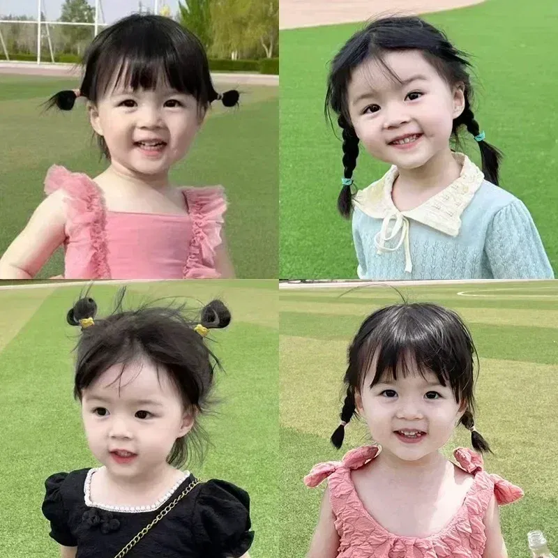 Color: Army Green - 40/60pcs Kids Small Rubber Bands Girls Hair Ties Headbands Non Damaging Tie Ponytail High Elastic Durable Colorful Hair Rope Set