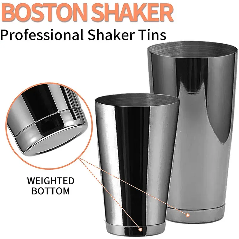 Color: Pinkish Grey - Stainless Steel Boston Shaker Bar Shaker with different Surface Finish -2 Piece Cocktail Shaker, 15-Ounce and 25-Ounce