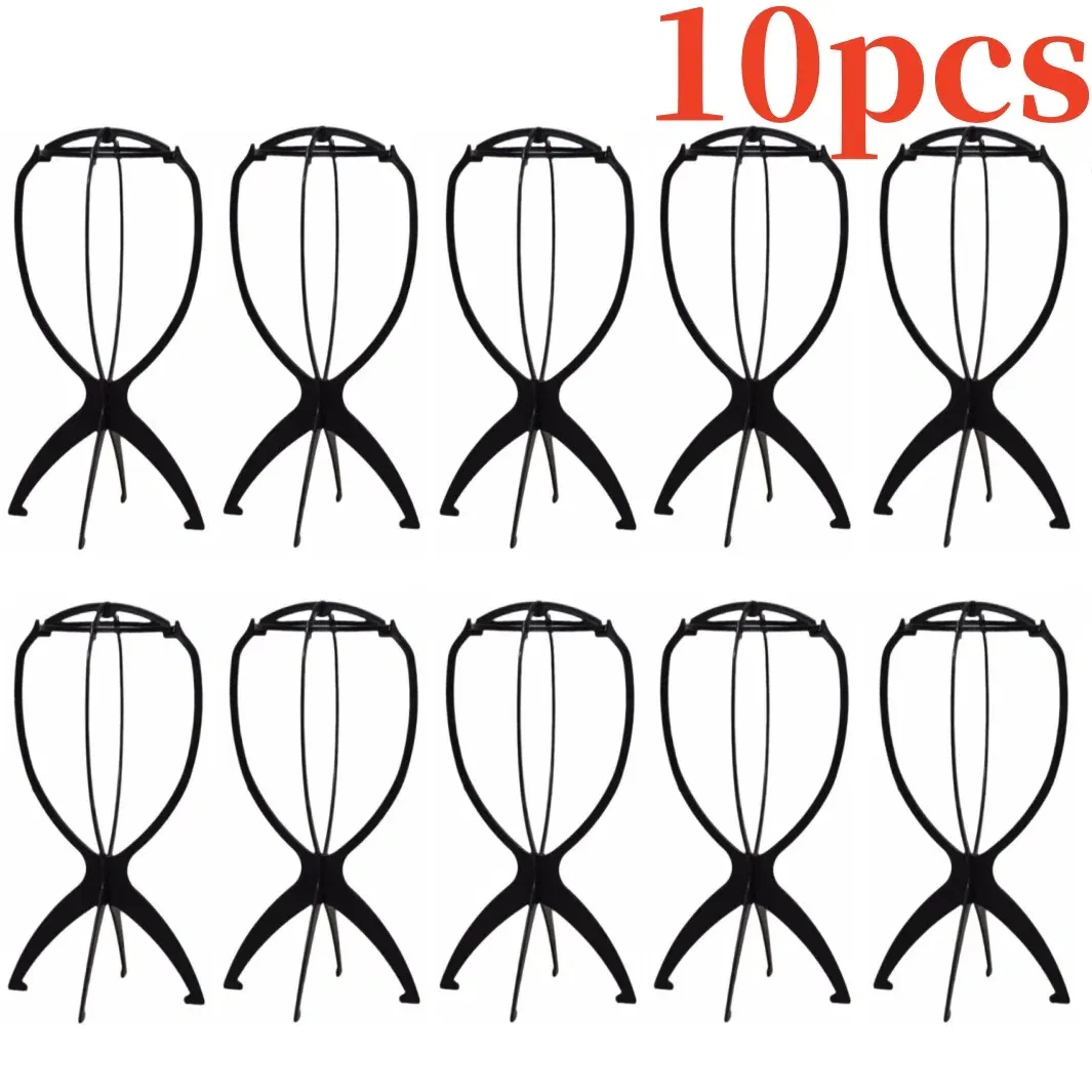 Color: Burgundy - 10pcs Wig Stand Durable Easy Assembly Wig Cap Holder Portable Plastic Hair Hat Displaying Stand Ideal for Home Salon Travel Use