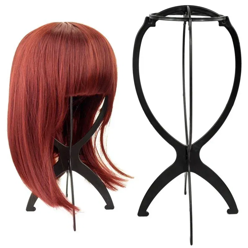 Color: Burgundy - 10pcs Wig Stand Durable Easy Assembly Wig Cap Holder Portable Plastic Hair Hat Displaying Stand Ideal for Home Salon Travel Use