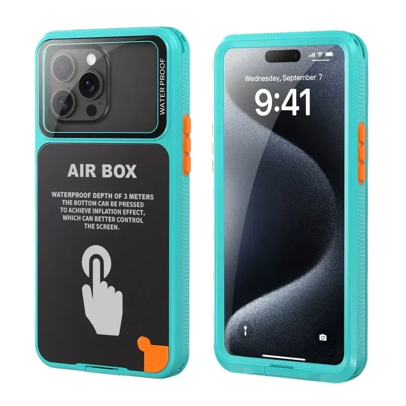 Color: Blue, Material: Cotton Fabric - IP68 Waterproof Phone Case For iPhone 15 14 13 12 Pro Max Plus Underwater Taking Shockproof Dustproof Swimming Diving Cover