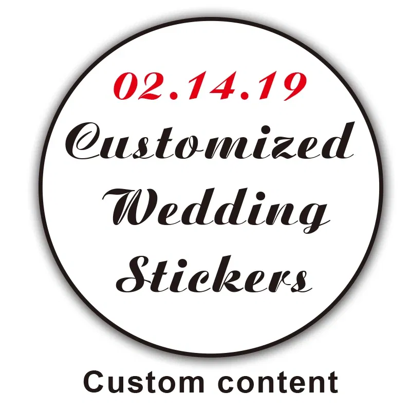 Color: Yellow - 100PCS 3-10cm Custom LOGO Wedding Sticker Personalized Design Your Label Candy Gift Box Birthday Party Seal Sticker Self-adhesiv