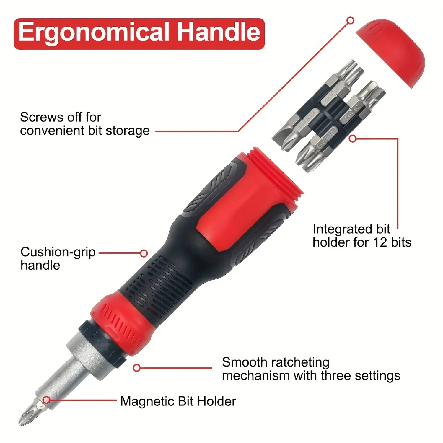 Color: Red, Ships From: CHINA - 13-in-1 Ratchet Screwdriver Set with Torx Safety, Flat Head, Phillips, Hex, Square, and 1/4" Nut Screwdrivers - All-in-One Repai