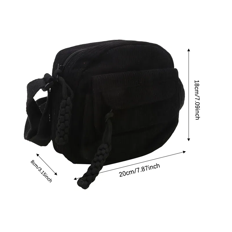 Color: black - Crossbody Bags Women Canvas Flap-bag Kawaii Harajuku All-match Students Casual Female Handbags Korean Ulzzang Daily Chic Fashion