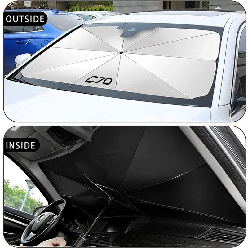 Color: Brown - Car Front Shading Car Windshield Sunshade Umbrella For Volvo XC90 XC60 C30 T6 S60 C70 XC40 V40 XC70 V60 V50 S80 S40 AWD V90 S90