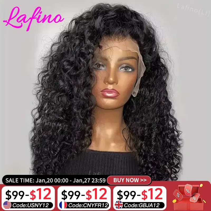 Color: #12, Ships From: CHINA, Stretched Length: 8inches, Density: 180% - Curly Human Hair Wigs For Women Water Wave Lace Front Wig 13x4 13x6 Lace Frontal Deep Wave Wig 100% Human Hair Hd Lace Wigs