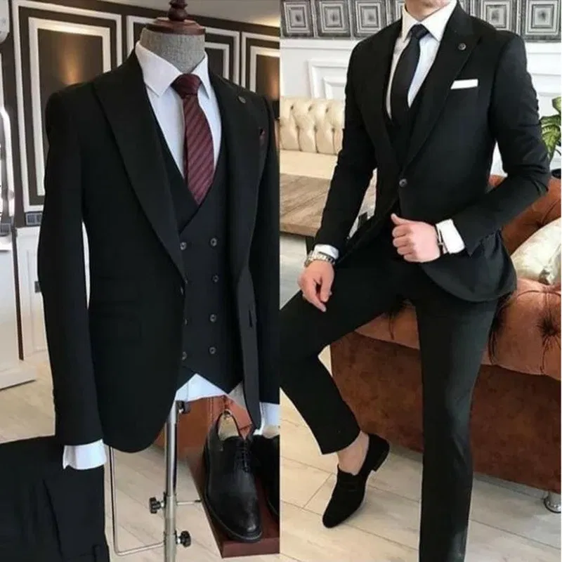 Color: Yellow, Size: XXL, Ships From: CHINA - Groom Wear 3 Pieces Gray Men Suits 2021 Slim Fit Peak Lapel One Button Tailor Made Terno Masculino (Jacket+Pants+Vest+Tie?‰