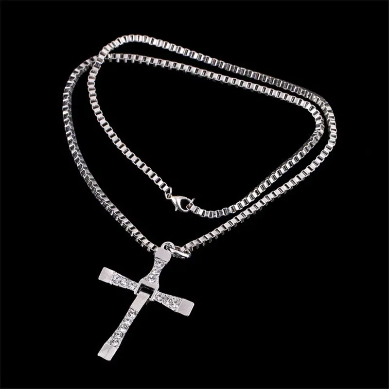 Metal Color: Light Yellow Gold Color, Ships From: CN - Dominic Toretto The Fast and The Furious Celebrity Vin Diesel Item Crystal Jesus Men Cross Pendant Necklace Gift Jewelry