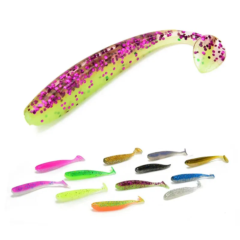 Color: light yellow - 5Pcs/lot 65mm 1.8g Wobblers Fishing Lures Swimbaits Silicone Soft Bait Double Color Carp Artificial Soft Lure