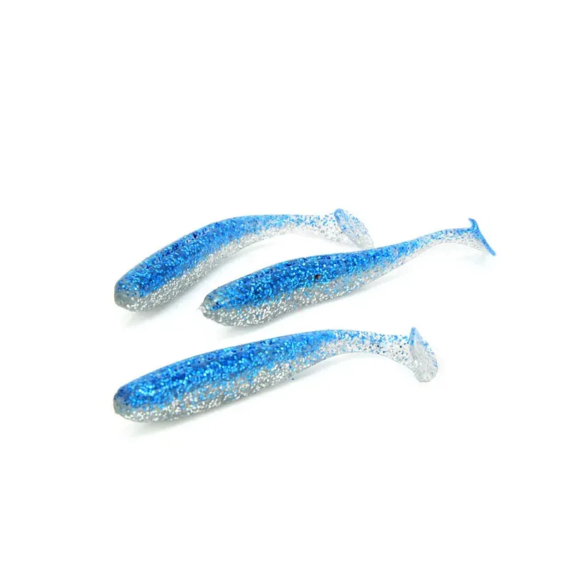 Color: light yellow - 5Pcs/lot 65mm 1.8g Wobblers Fishing Lures Swimbaits Silicone Soft Bait Double Color Carp Artificial Soft Lure