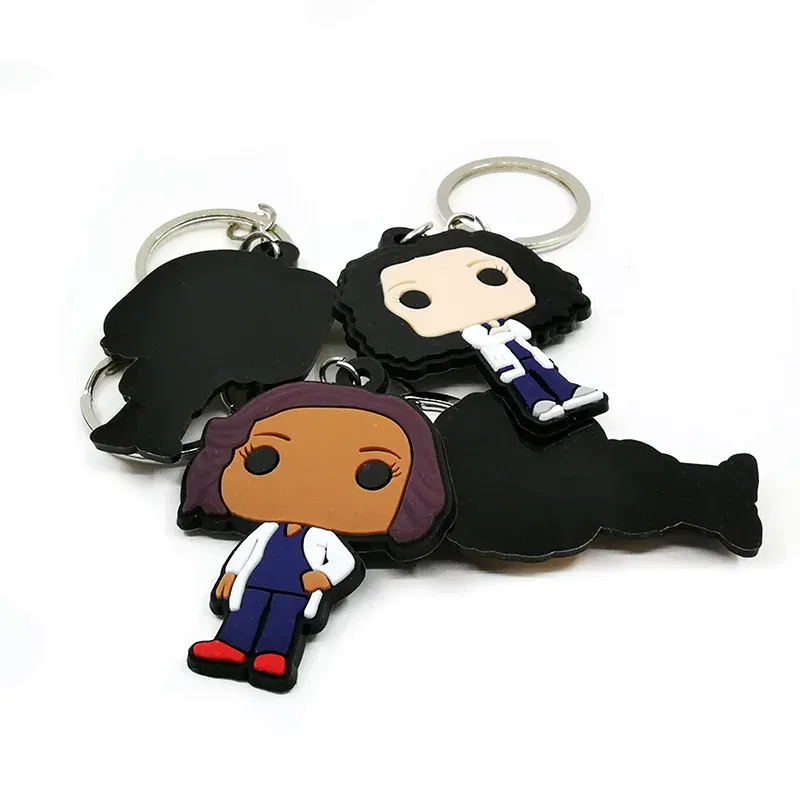 Color: WHITE - 1PCS PVC Rubber Key Ring Classic Anime Figure Mold Doctor Shape Petty Mini Key Holder Accessories Charms Fit Kid Gift Trinkets