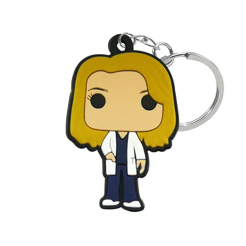 Color: WHITE - 1PCS PVC Rubber Key Ring Classic Anime Figure Mold Doctor Shape Petty Mini Key Holder Accessories Charms Fit Kid Gift Trinkets