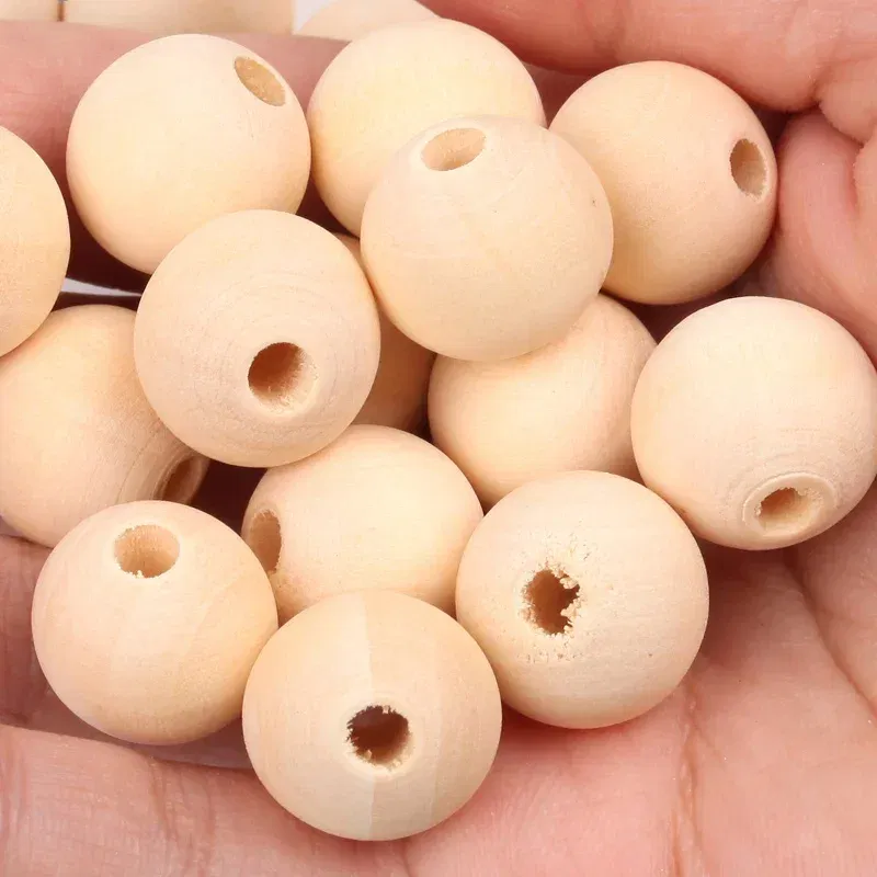 Color: PINE, Wood Diameter: 14-15cm - 2-500Pcs Natural Wooden Beads with Holes 4-30mm Round Spacer Wooden Bead Ball Loose Wood Bead Charm for DIY Handmade Accessories