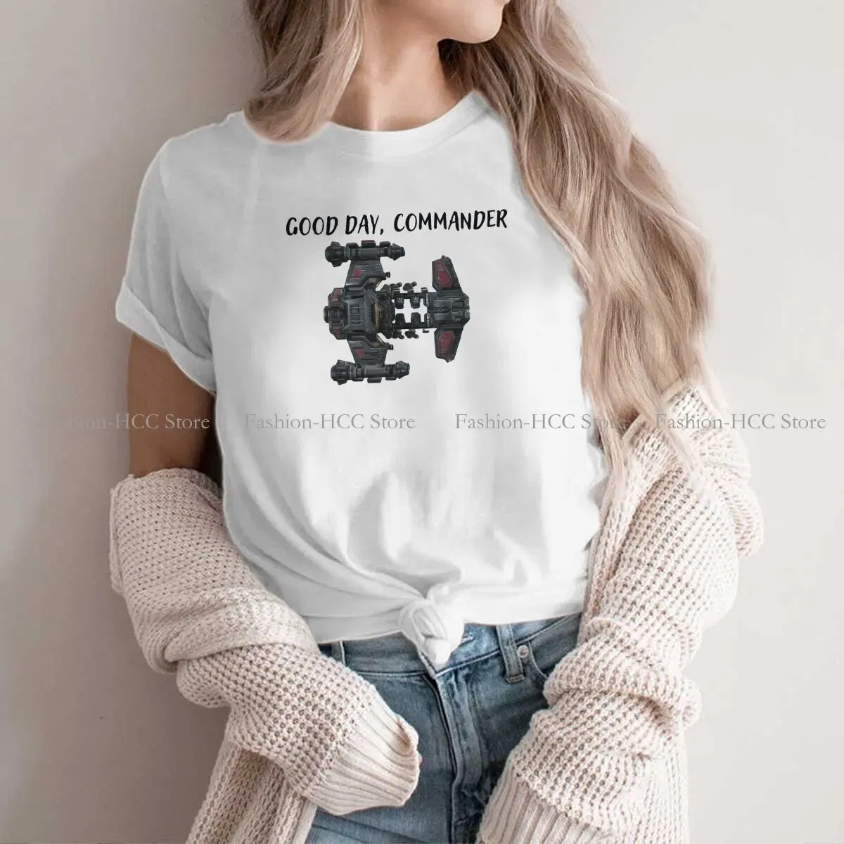 Color: black, Size: S - StarCraft Military Science Game Polyester TShirts Battlecruiser Personalize Homme T Shirt Hipster Tops