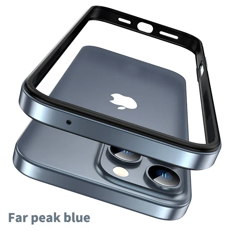 Color: Brown, Material: Aluminum - Titanium Metal Frame Bumper Shockproof Case for IPhone 16 15 Pro Max Plus 5G for Apple Solid Colour Protection Phone Cover