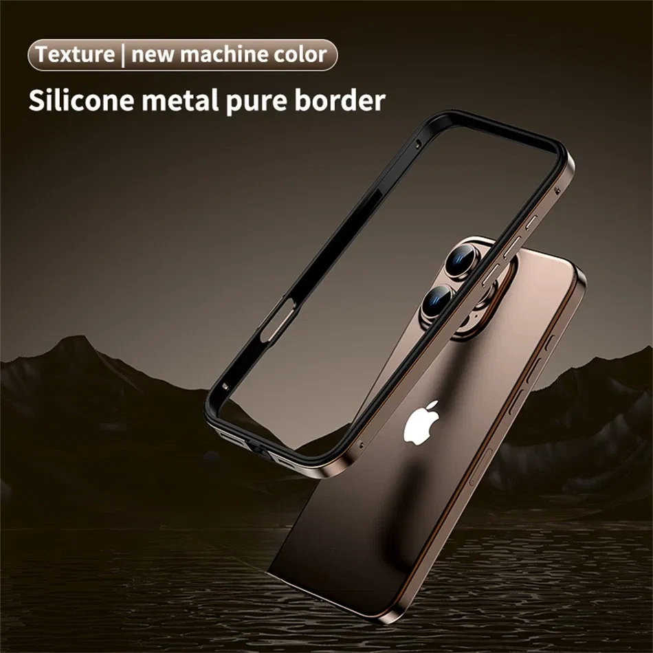Color: Brown, Material: Aluminum - Titanium Metal Frame Bumper Shockproof Case for IPhone 16 15 Pro Max Plus 5G for Apple Solid Colour Protection Phone Cover