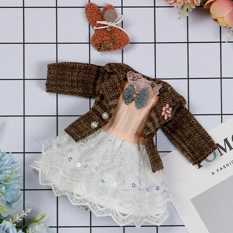 Color: green - 30CM BJD Doll Clothes Girl Dress Up Makeup DIY Toys  Accessories Dress Princess Doll House Set Children Humanoid Doll Girl Gifts