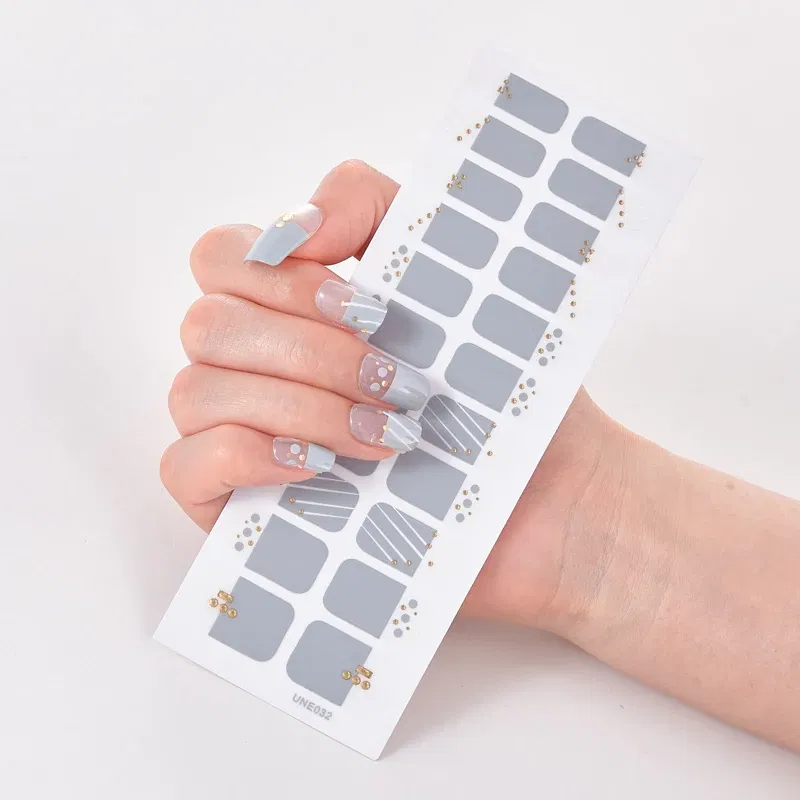 Color: army green - 22 Tips/Sheet Solid Color And Striped Manicure Designer Nail Decals Nailart Sticker Full Beauty Nail Tape Manicure Self Adhesive