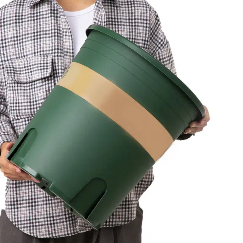 Color: Army Green - Large Round Short Flower Pot Control Root Rose Pot Planting Seedling Thickening Plastic Flower Gallon Pot or Tray Potted Plants