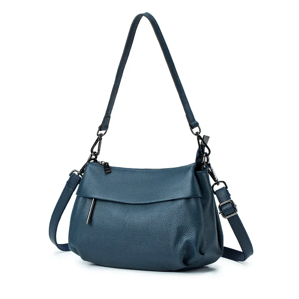 Color: Lake Blue - High Quality Real Leather Handbag Ladies' Genuine Leather Shoulder Bags Women's Casual Messenger Bags Versatile Crossbody Bag