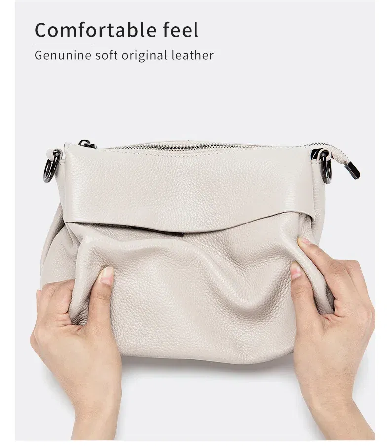 Color: Lake Blue - High Quality Real Leather Handbag Ladies' Genuine Leather Shoulder Bags Women's Casual Messenger Bags Versatile Crossbody Bag