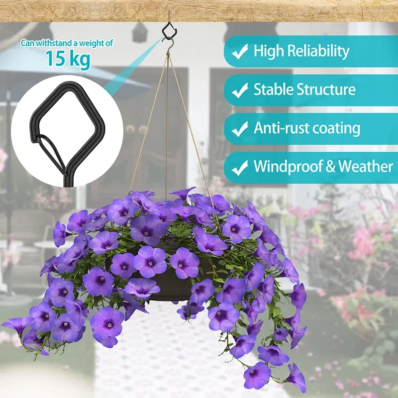 Color: Black - 12/20PCS Q-Hanger Screw Black Hooks Ceiling Hooks with Safety Buckle for Plant and Christmas Outdoor String Lights Hooks