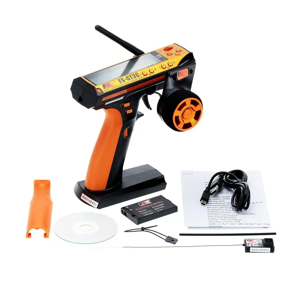 Flysky FS-GT3C 2.4Ghz 3CH Remote Controller LCD Radio Transmitter with FS-GR3E Receiver for RC Car Truck Crawler Boat