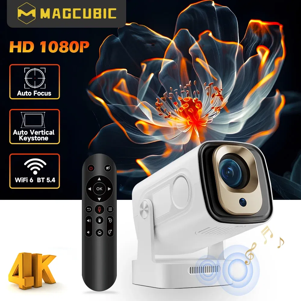 Color: Color2, Plug Type: EU Plug - Magcubic HY310 Mini Projector Auto Focus 4K Native 1080P 330ANSI Android11 5W Speaker Air Mouse Voice Assistant Upgrated HY300