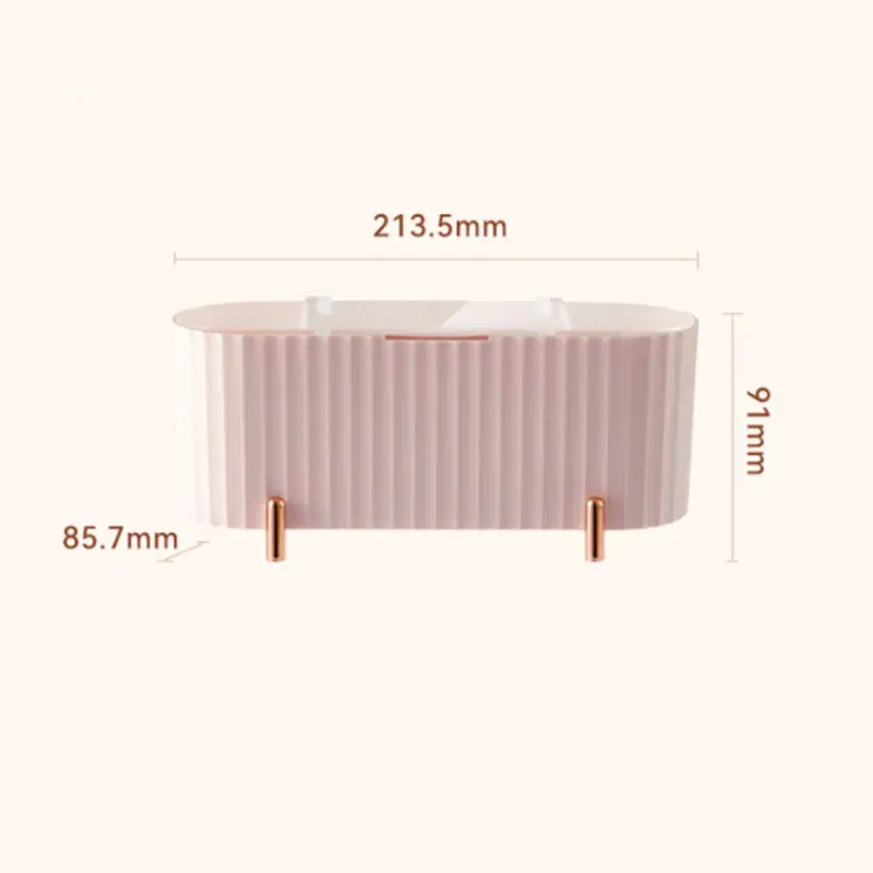 Color: Pink - Cotton Swab Organizer Holder Cotton Pad Storage Box Transparent Remover Paper Makeup Box With Lid Dustproof Desktop Makeup
