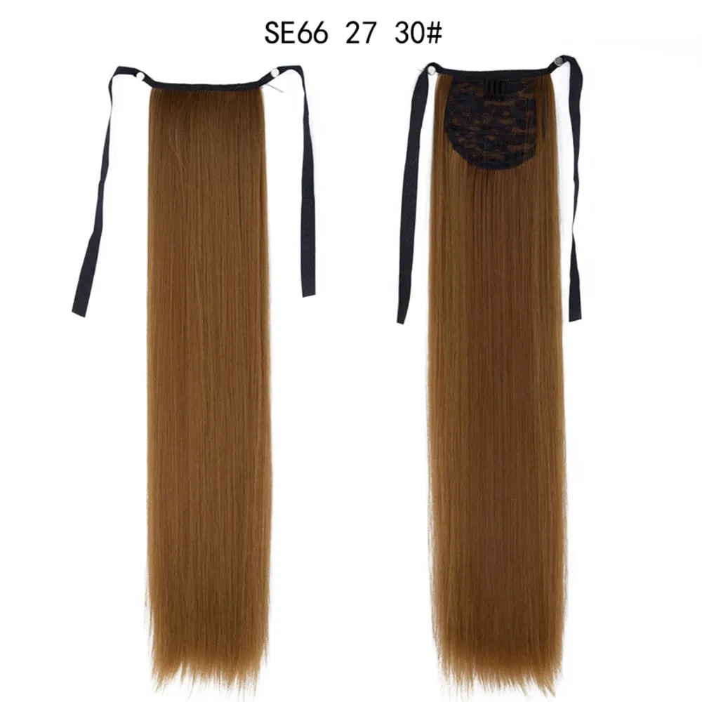 Color: P18/22 - LINWAN Synthetic Long Straight Wrap Around Clip In Ponytail Hair Extension Heat Reistan Pony Tail Fake Hair