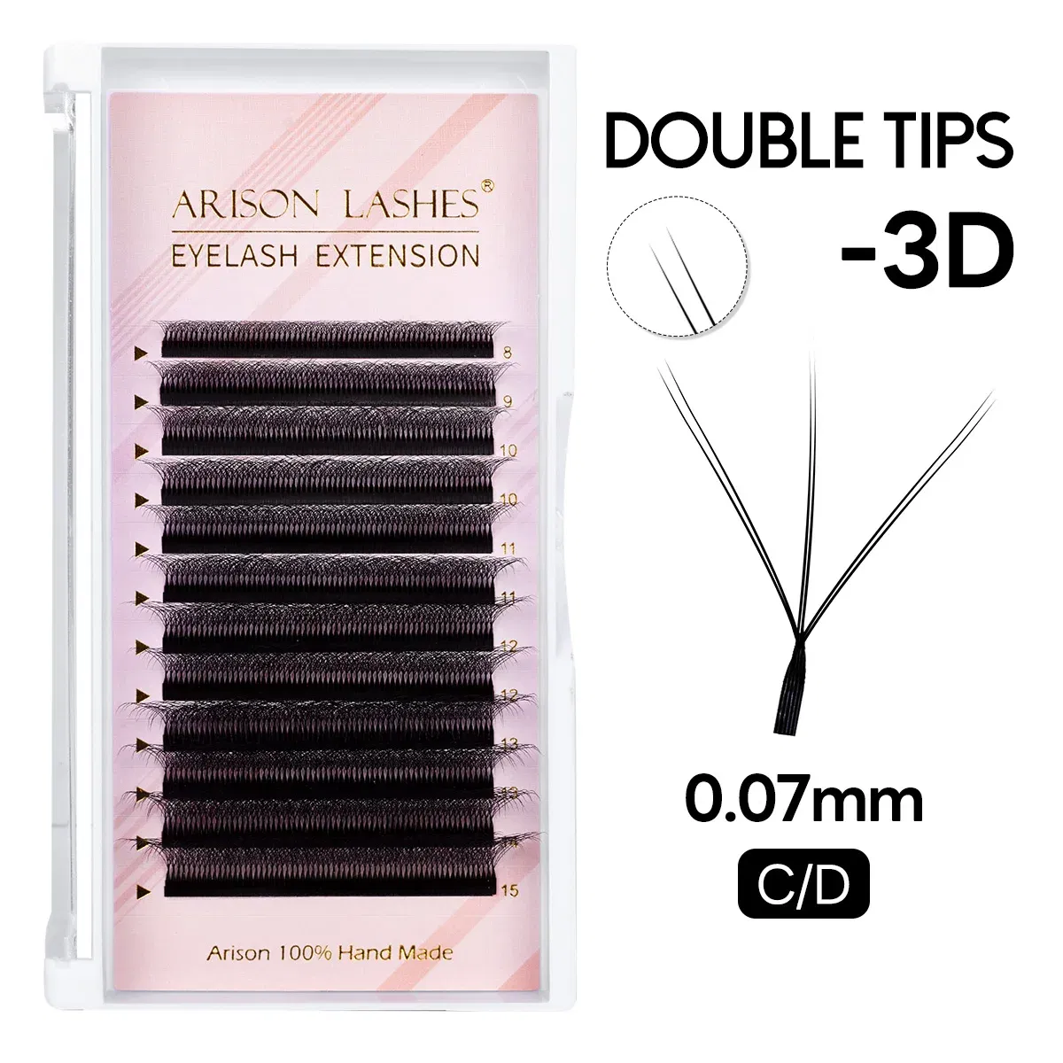 Color: Sliver, Curl: D, Thickness: 0.07mm, Length: MIX - ARISON YY Lashes and 3D/4D/5D W Shape Lashes Brasileiro Premade Volume Eyelashes Extension Soft Thin Easily Grafting Extension