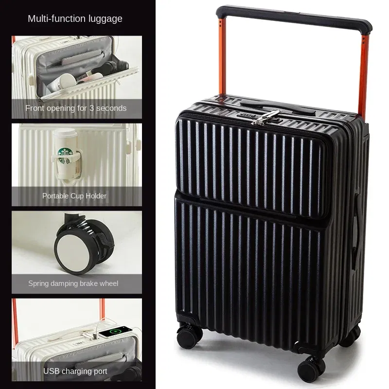Color: SKY BLUE, Luggage Size: 24Inches 600mm - Wide Pull Rod Suitcase 2024 New Universal Wheel Small Lightweight Boarding Luggage 20 inch Password Lock Travel Case