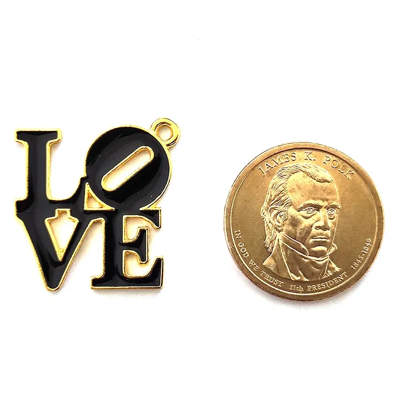 Metal color: Gold-color, Ships From: CHINA - 10pcs Love Letter Charms Drop Oil for Bracelet Bangle Jewelry Making DIY Accessories Wholesale LER031- LER032