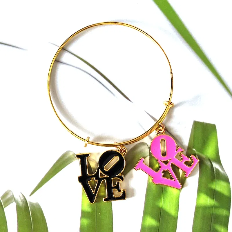 Metal color: Gold-color, Ships From: CHINA - 10pcs Love Letter Charms Drop Oil for Bracelet Bangle Jewelry Making DIY Accessories Wholesale LER031- LER032