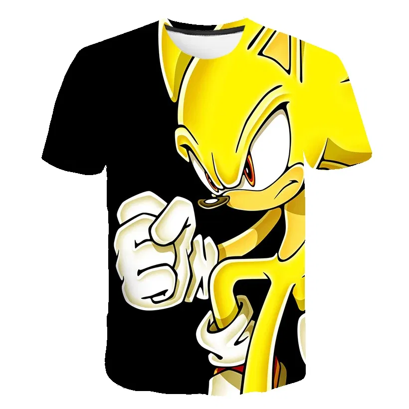 Color: DARK GRAY, Size: 12cm - New Japanese cartoon Sonic T-shirt children's top T-shirt shorts two-piece set summer boy cartoon cute T-shirt+beach pants