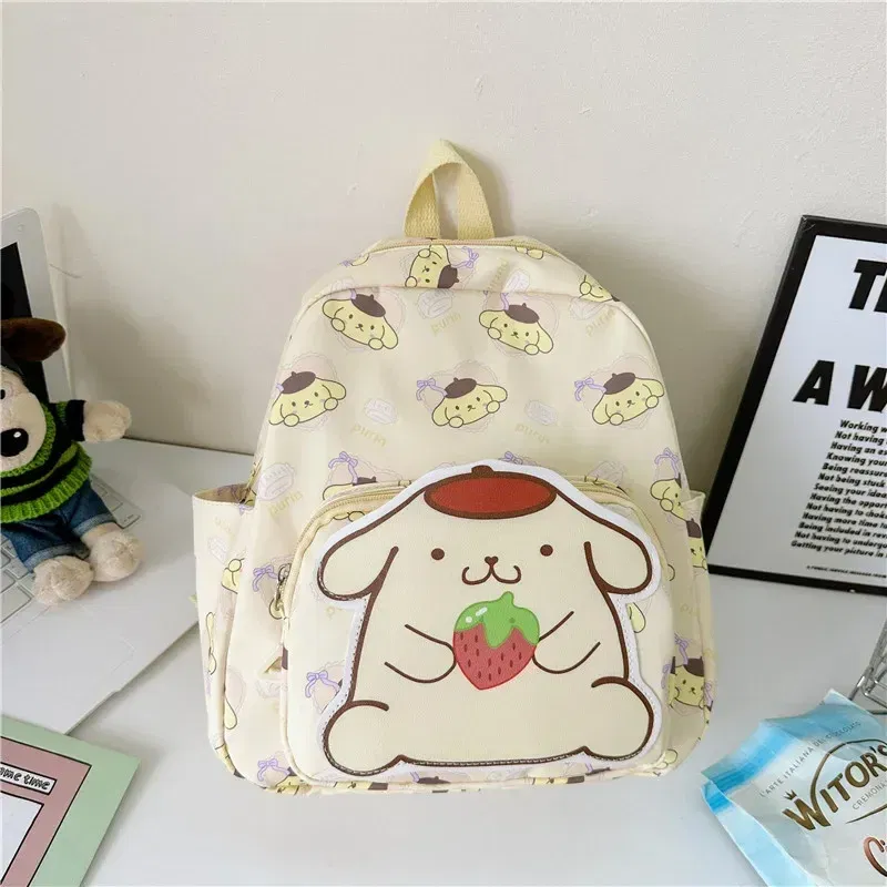 Color: Blue, Size: 16 inches - 2025 Anime Cartoon Kuromi Melody Cinnamoroll Backpack Boys Girls Cartoon Hello Kitty Kawaii Canvas Fashion Children's Schoolbag