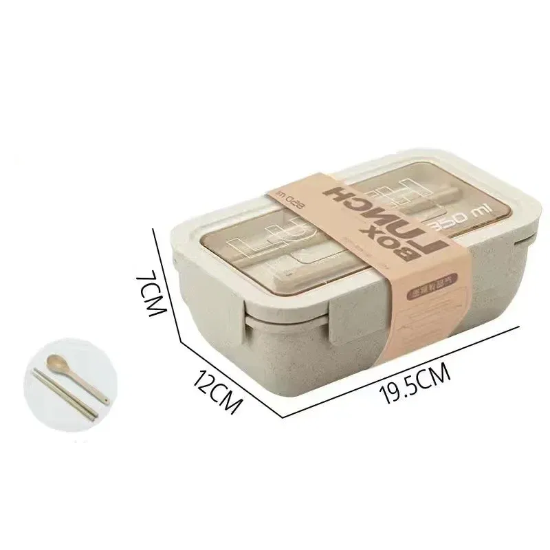 Color: Silver - 850/1100ML wheat straw lunch box bento box Microwave oven Students with lid canteen simple lunch box rectangular portable