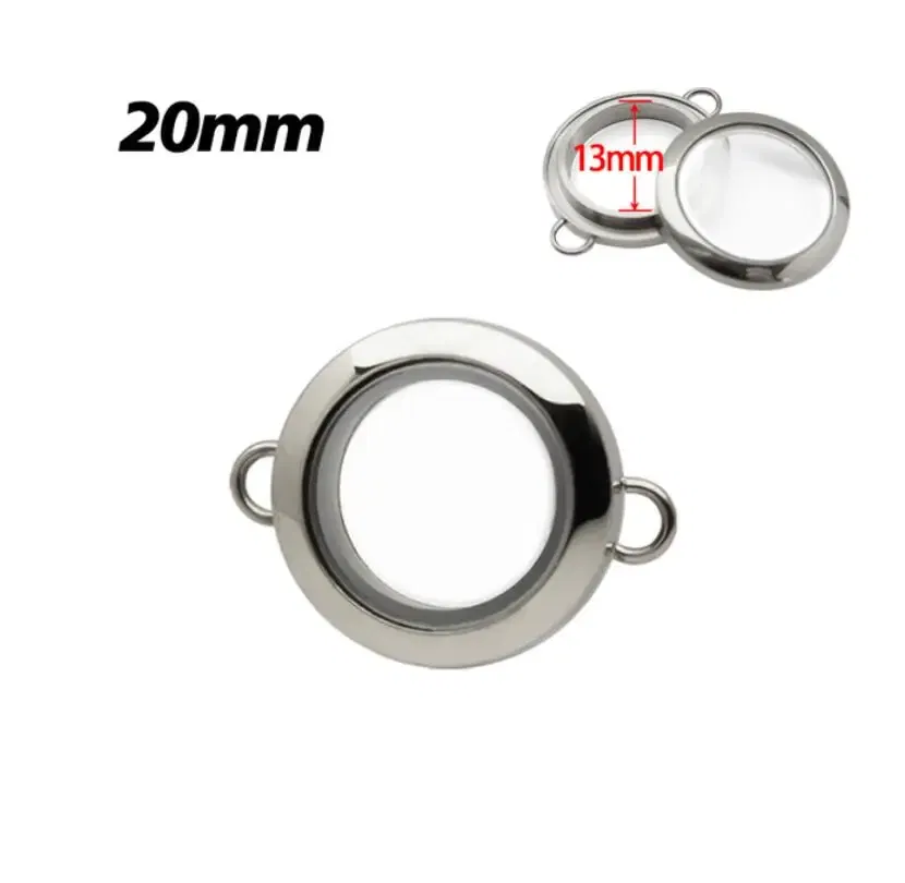 Metal Color: Hot Stamping - 1pc 20mm 25mm 30mm Stainless Steel Floating Locket Glass Memory twist Locket silver gold color For Bracelet Jewelry Making