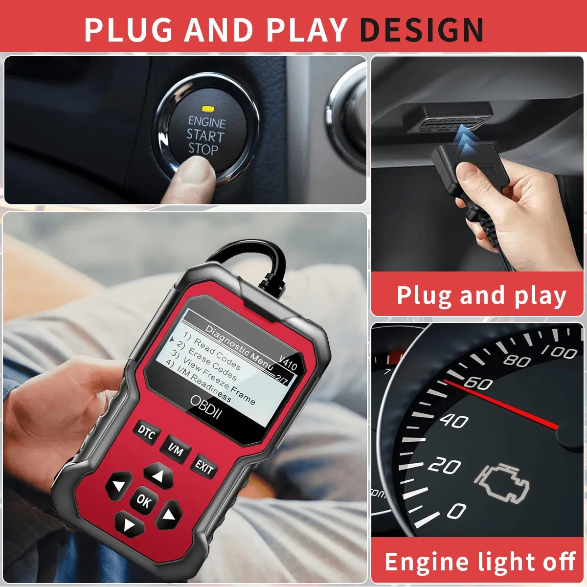Color: Red - Car Obd2 Scanner Diagnostic Tool Code Reader Engine Fault Code Reader Scanner Can Diagnose All Obd Ii Protocol Cars since 1996 Scan Tool