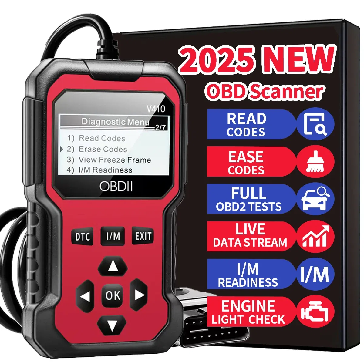 Color: Red - Car Obd2 Scanner Diagnostic Tool Code Reader Engine Fault Code Reader Scanner Can Diagnose All Obd Ii Protocol Cars since 1996 Scan Tool