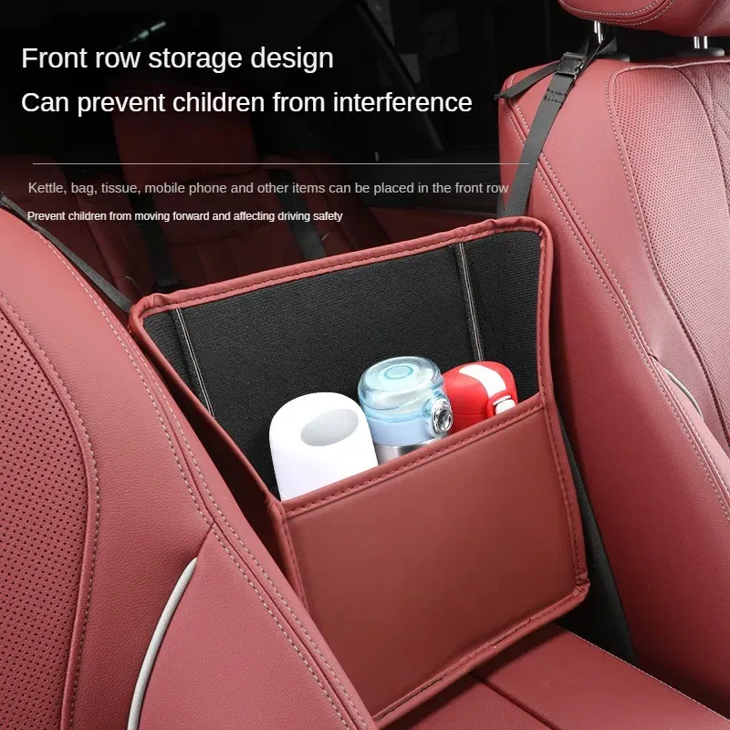 Color Name: black - Car Handbag Holder Between Seats Mutifuntional Leather Auto Seat Middle Storage Bag Hanging Tissue Box Phone Cup Map Organizer