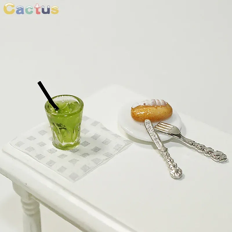 Color: Green - Miniature Toy Cocktail Drinks Doll Toys Dollhouse Accessories Miniature Items For 1:6/1:12 Doll House Kitchen Ornaments
