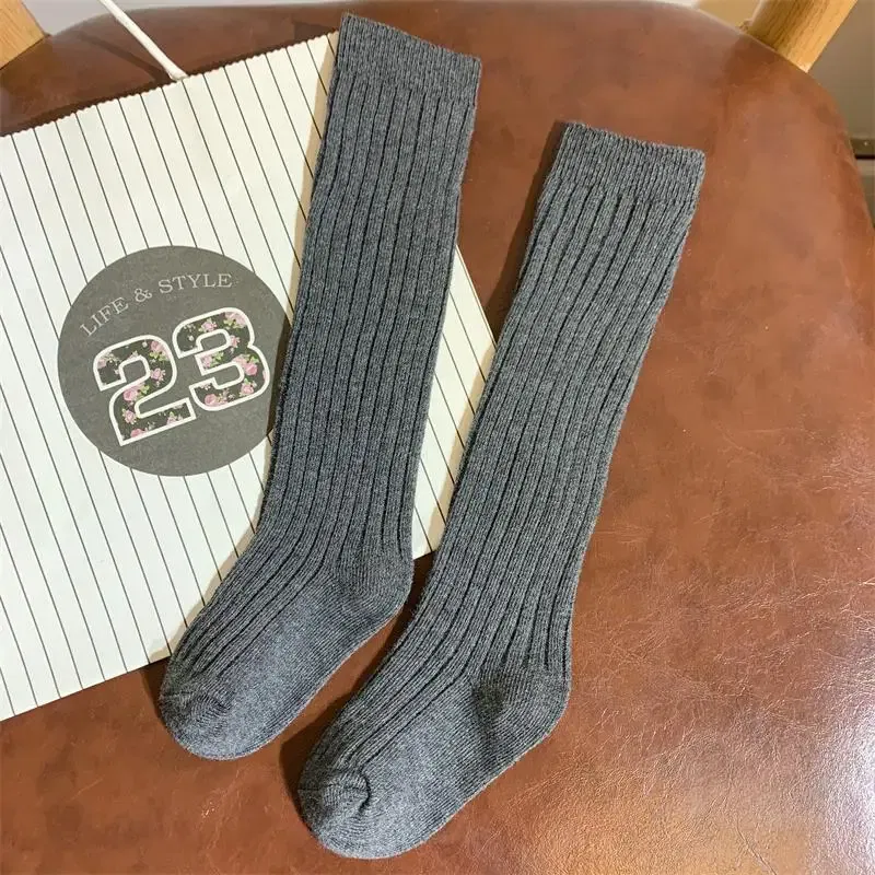 Color: green, Size: 4-6T - Baby Long Socks Over The Knee Little Girls Solid Cotton Socks Spring Autumn Long Crew Socks