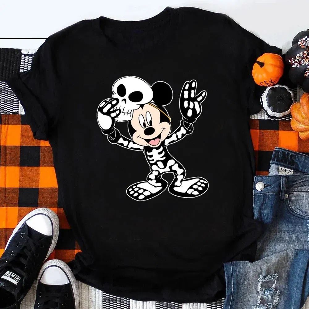 Color: Lavender, Kid Size: 7 - Funny Mickey Minnie Mummy Print Disney Children Cotton T Shirts Trick Treat Fashion Halloween Cute Kid Clothes Girls Streetwear