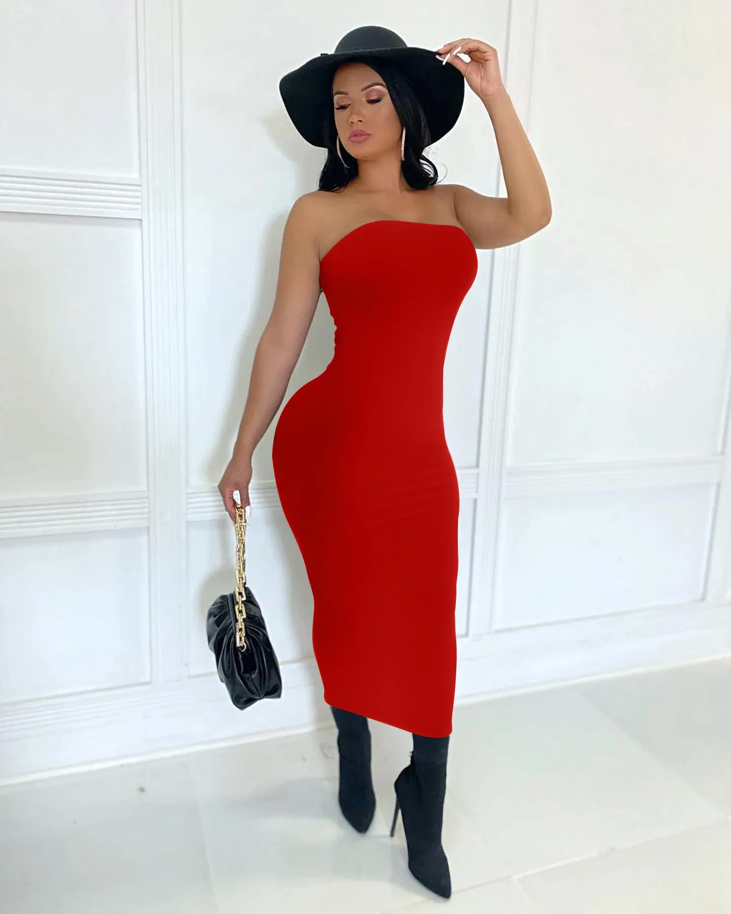 Color: Black, Size: S - summer women's sexy sleeveless chest wrapped Long Beach Dress